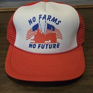 Red and White Trucker Hat - No Farms No Future